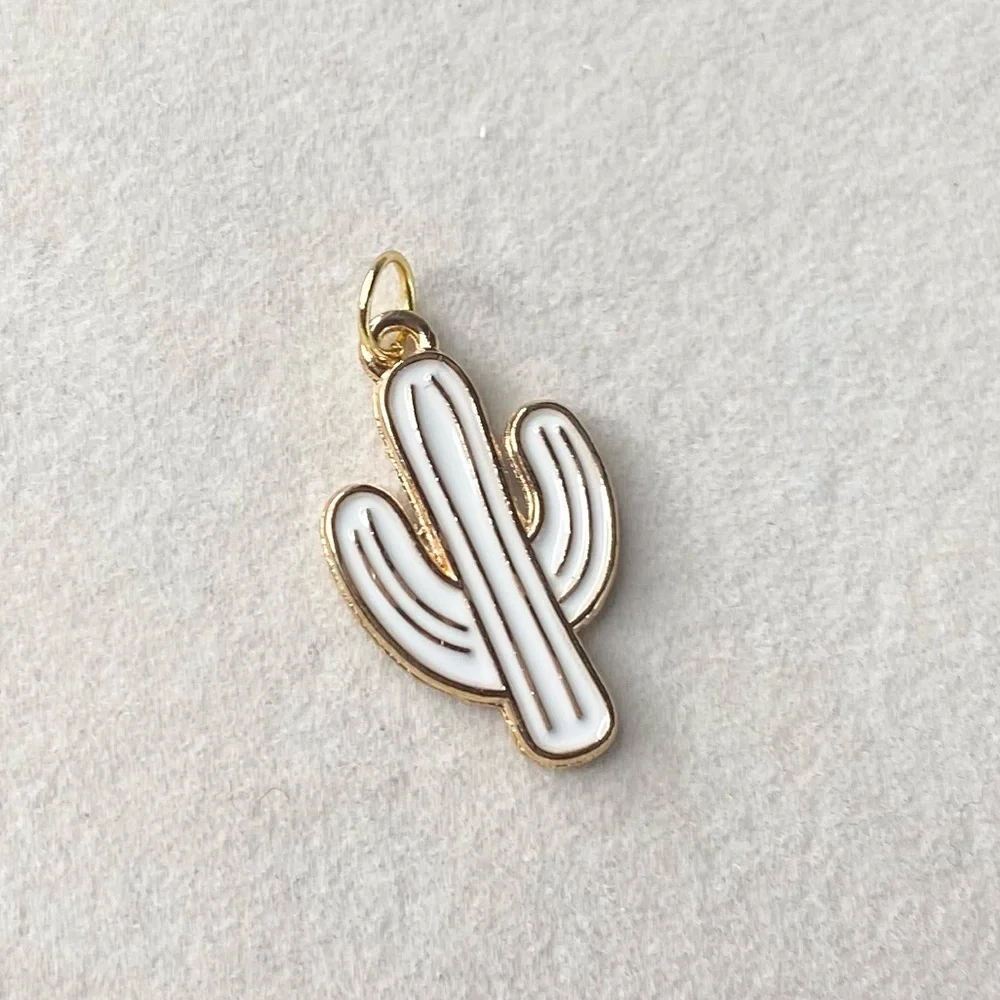 Golden Cactus Charm-white